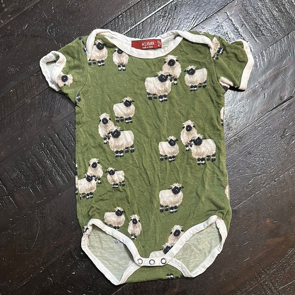 Green Sheep Print Bodysuit